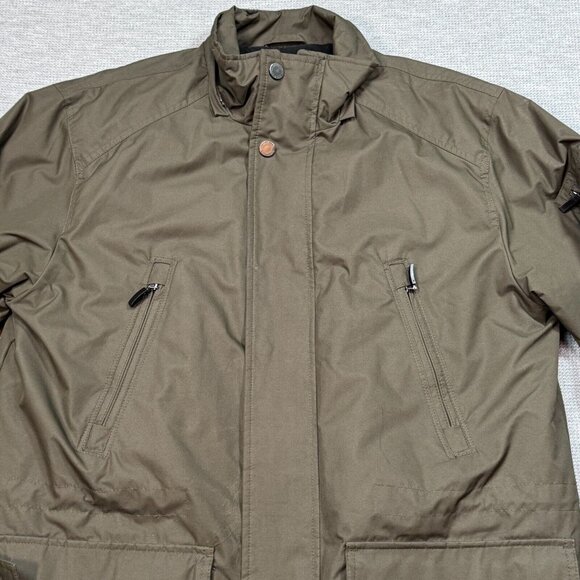 London Fog Mens Coat Green Insulated Winter Jacket Quilted Lining Pockets Medium - Picture 3 of 16